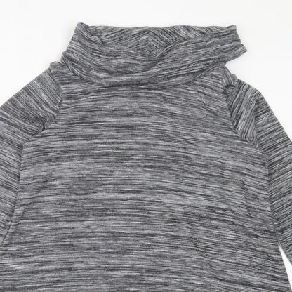F&F Womens Grey Polyester Jumper Dress Size 12 Roll Neck Pullover