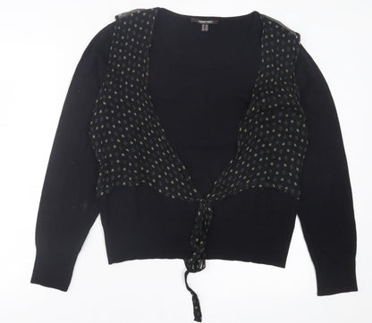 marie mero Womens Black Crew Neck Floral Viscose Pullover Jumper Size 18