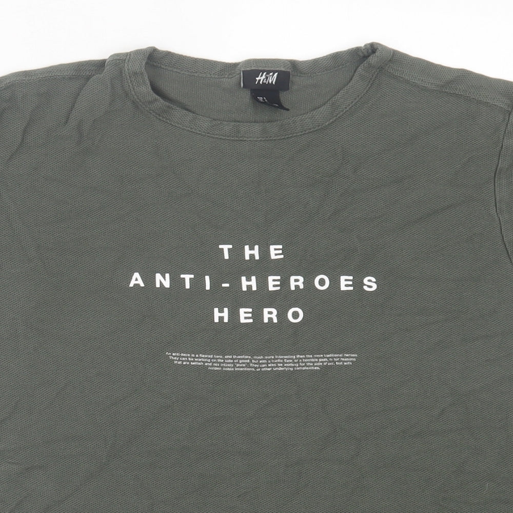 Mens UK Size S H&M Green  T-Shirt