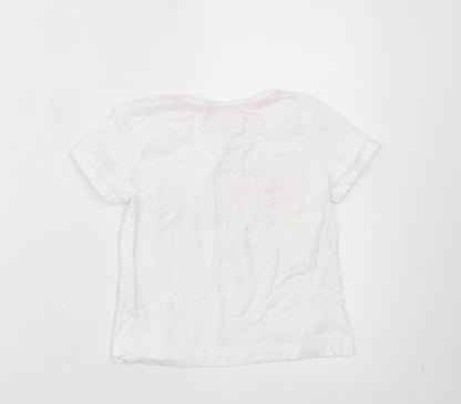 Primark Girls White Cotton Basic T-Shirt Size 7-8 Years Crew Neck Pullover - Miami Beach