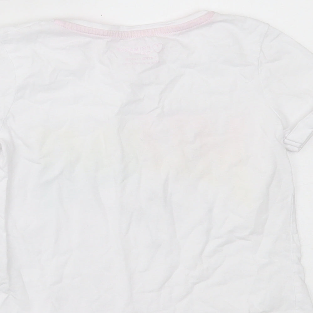 Primark Girls White Cotton Basic T-Shirt Size 7-8 Years Crew Neck Pullover - Miami Beach