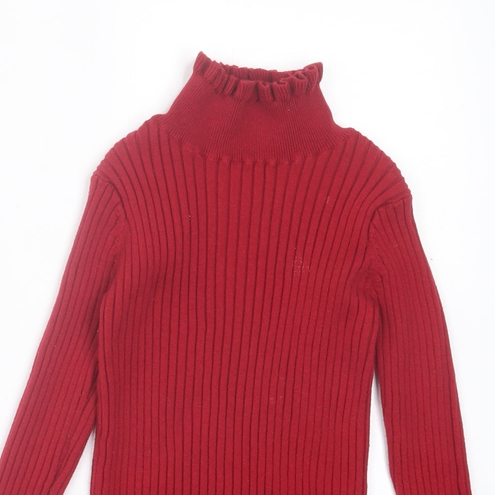 Dunnes Stores Girls Red Polyester Basic Casual Size 8 Years High Neck Pullover
