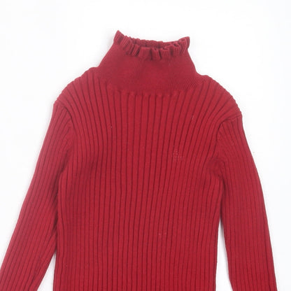 Dunnes Stores Girls Red Polyester Basic Casual Size 8 Years High Neck Pullover