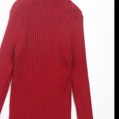 Dunnes Stores Girls Red Polyester Basic Casual Size 8 Years High Neck Pullover