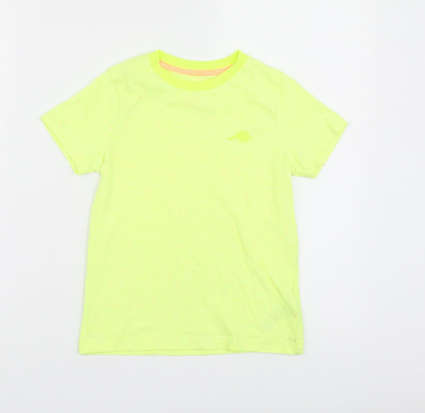 F&F Boys Yellow Cotton Basic T-Shirt Size 5-6 Years Round Neck Pullover - Dinosaur