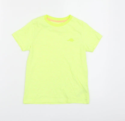 F&F Boys Yellow Cotton Basic T-Shirt Size 5-6 Years Round Neck Pullover - Dinosaur