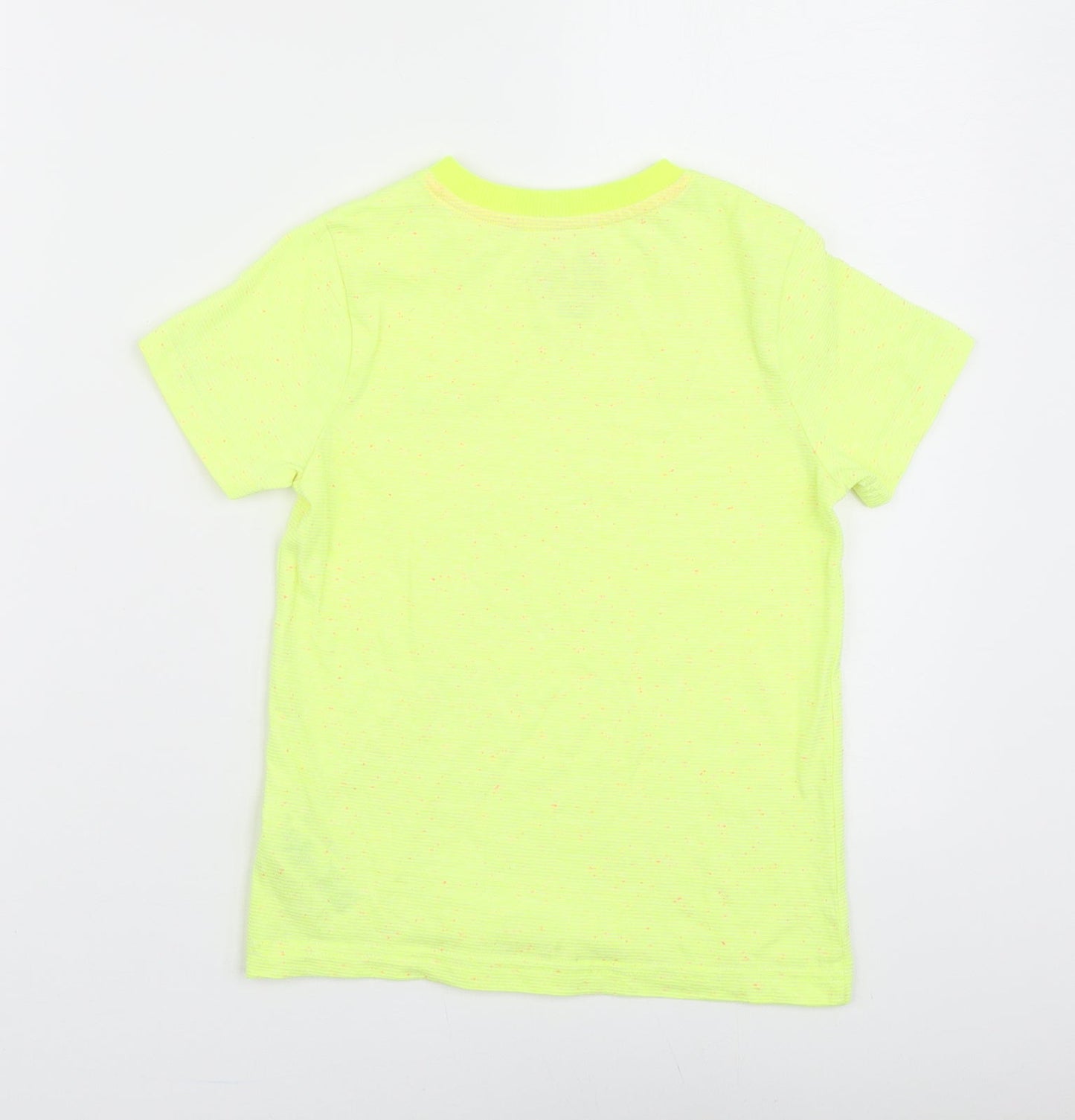 F&F Boys Yellow Cotton Basic T-Shirt Size 5-6 Years Round Neck Pullover - Dinosaur