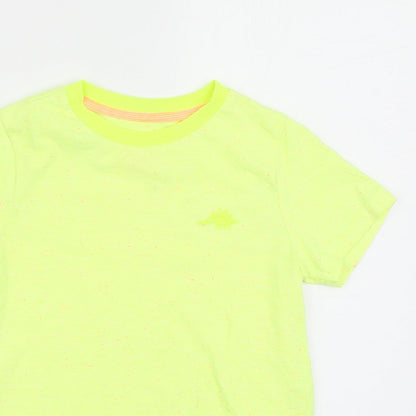 F&F Boys Yellow Cotton Basic T-Shirt Size 5-6 Years Round Neck Pullover - Dinosaur