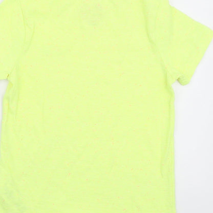 F&F Boys Yellow Cotton Basic T-Shirt Size 5-6 Years Round Neck Pullover - Dinosaur