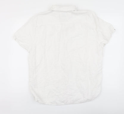 F&F Mens White Linen Button-Up Size XL Collared Button