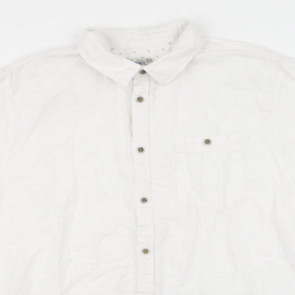 F&F Mens White Linen Button-Up Size XL Collared Button
