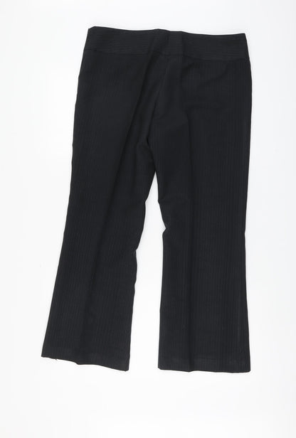 Atmosphere Womens Black Striped Polyester Trousers Size 12 L28 in Regular Button