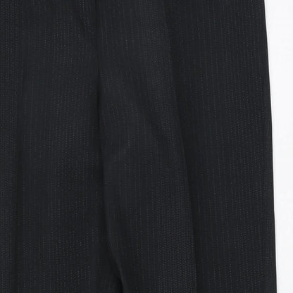 Atmosphere Womens Black Striped Polyester Trousers Size 12 L28 in Regular Button