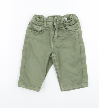 Denim & Co. Boys Green Cotton Bermuda Shorts Size 6-7 Years Regular Zip