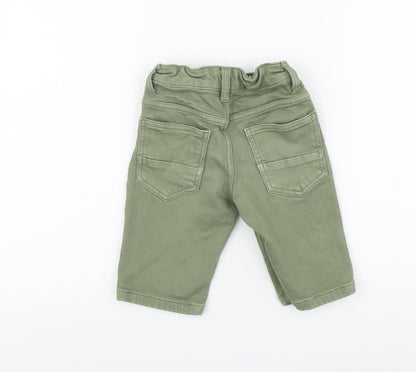 Denim & Co. Boys Green Cotton Bermuda Shorts Size 6-7 Years Regular Zip