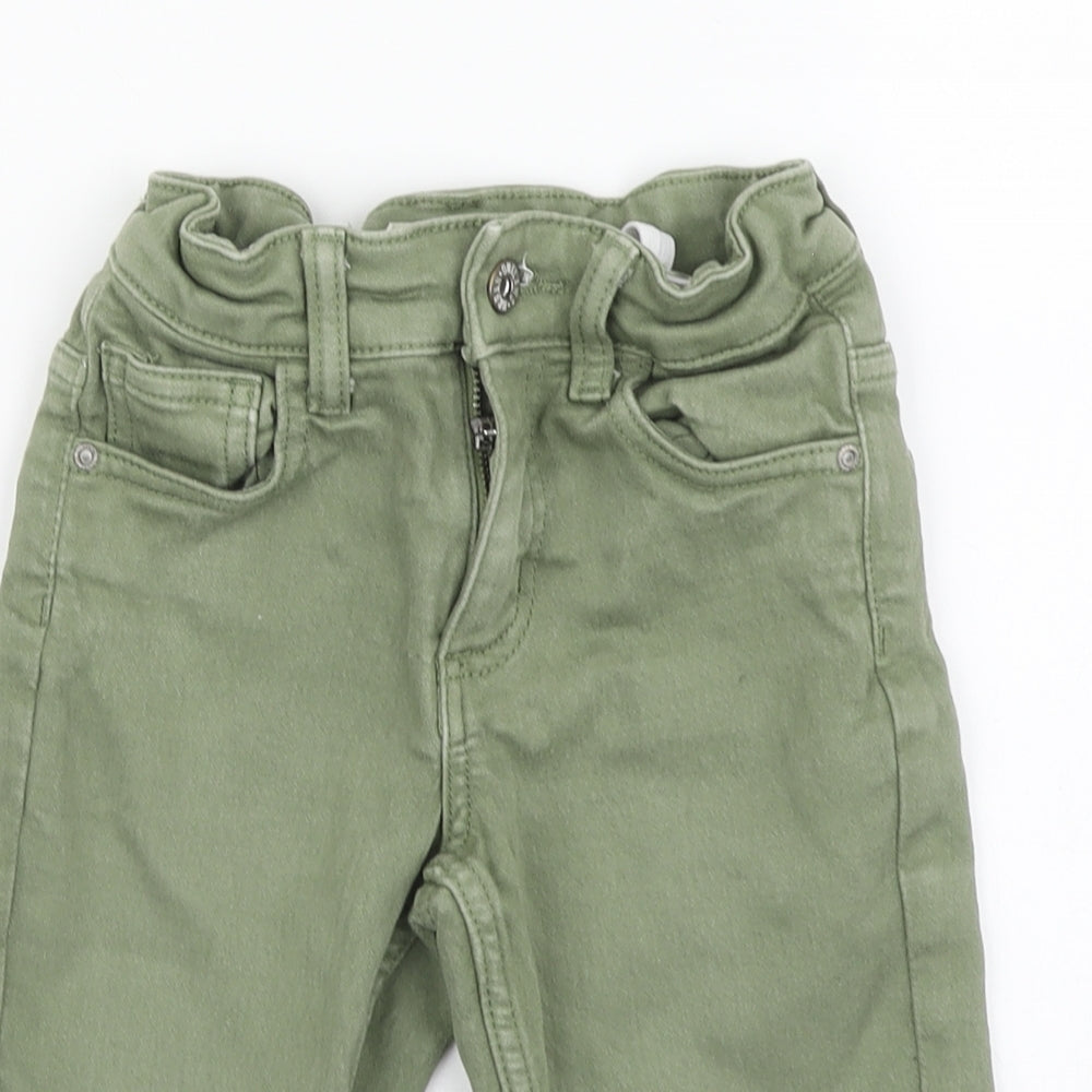 Denim & Co. Boys Green Cotton Bermuda Shorts Size 6-7 Years Regular Zip