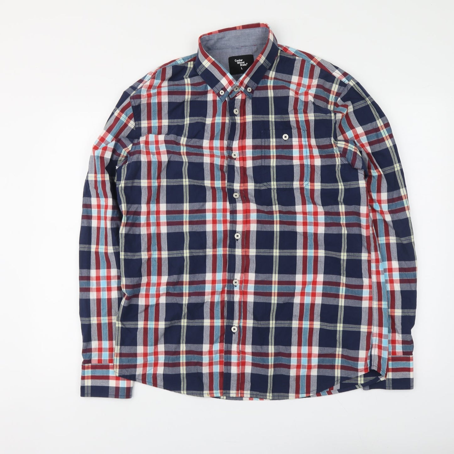 Mens UK Size L Cedar Wood State Multicoloured  Button-Up Long Sleeve Casual Shir
