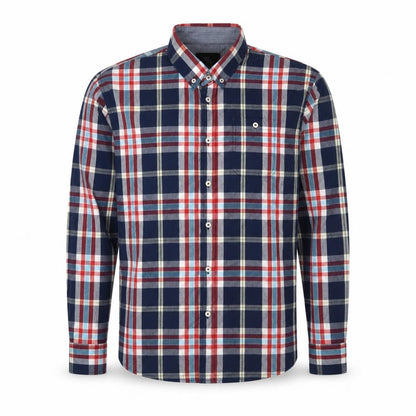Cedarwood State Mens Multicoloured Plaid Cotton Button-Up Size L Collared Button