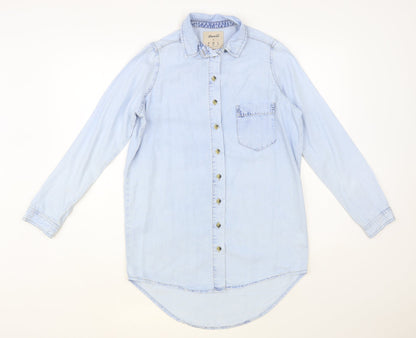 Womens UK Size 8 Denim Co. Blue Basic Button-Up