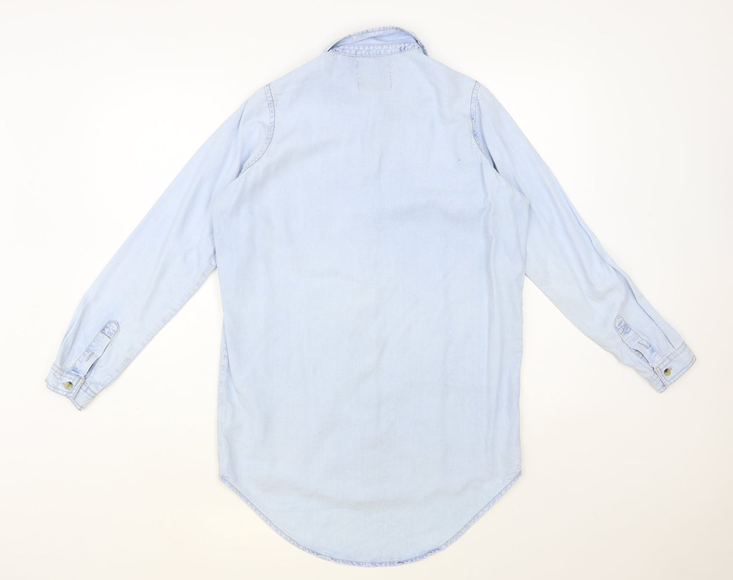 Womens UK Size 8 Denim Co. Blue Basic Button-Up