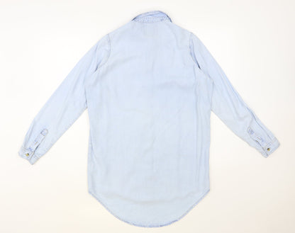 Womens UK Size 8 Denim Co. Blue Basic Button-Up