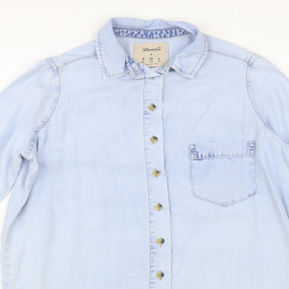 Womens UK Size 8 Denim Co. Blue Basic Button-Up