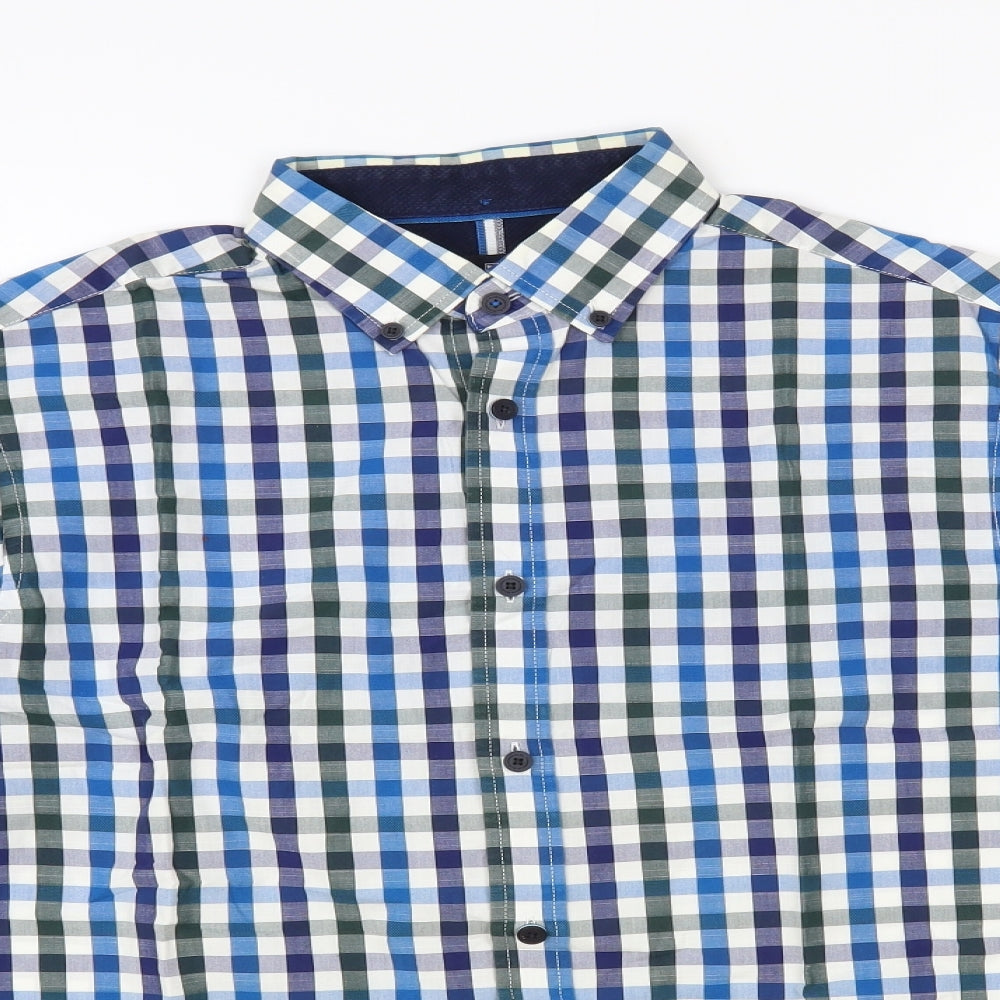 Mens UK Size S Blue Harbour Blue  Button-Up Long Sleeve Casual Shirt