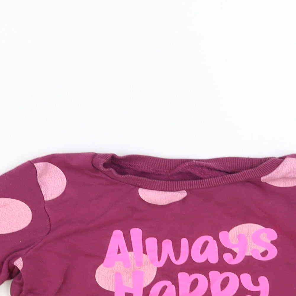 Dunnes Stores Girls Purple Polka Dot Cotton Pullover Sweatshirt Size 2-3 Years Pullover - Always Happy