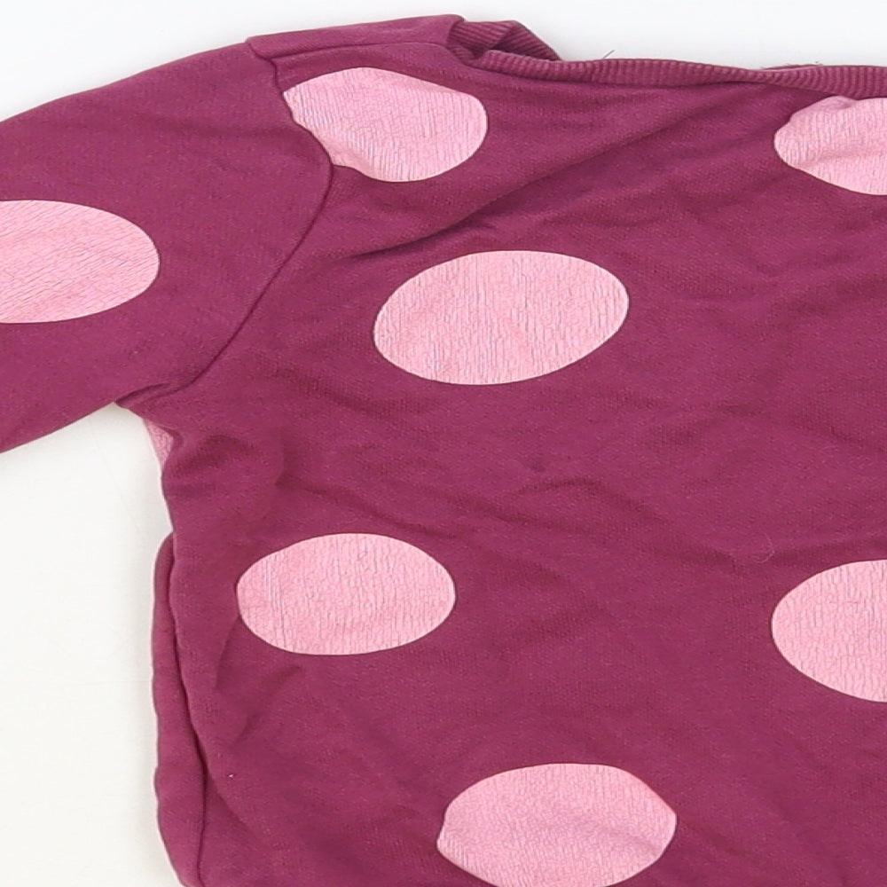 Dunnes Stores Girls Purple Polka Dot Cotton Pullover Sweatshirt Size 2-3 Years Pullover - Always Happy