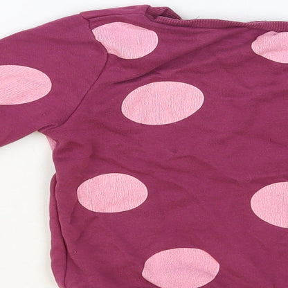 Dunnes Stores Girls Purple Polka Dot Cotton Pullover Sweatshirt Size 2-3 Years Pullover - Always Happy