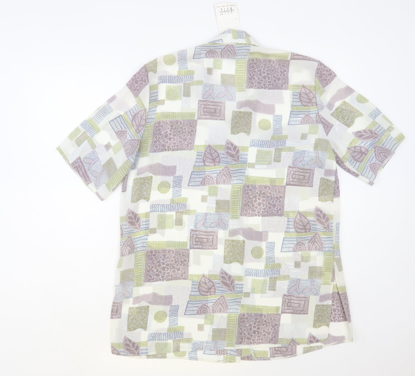 Gypsy Rose Womens White Geometric Polyester Basic Button-Up Size S Collared