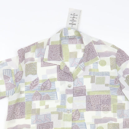Gypsy Rose Womens White Geometric Polyester Basic Button-Up Size S Collared