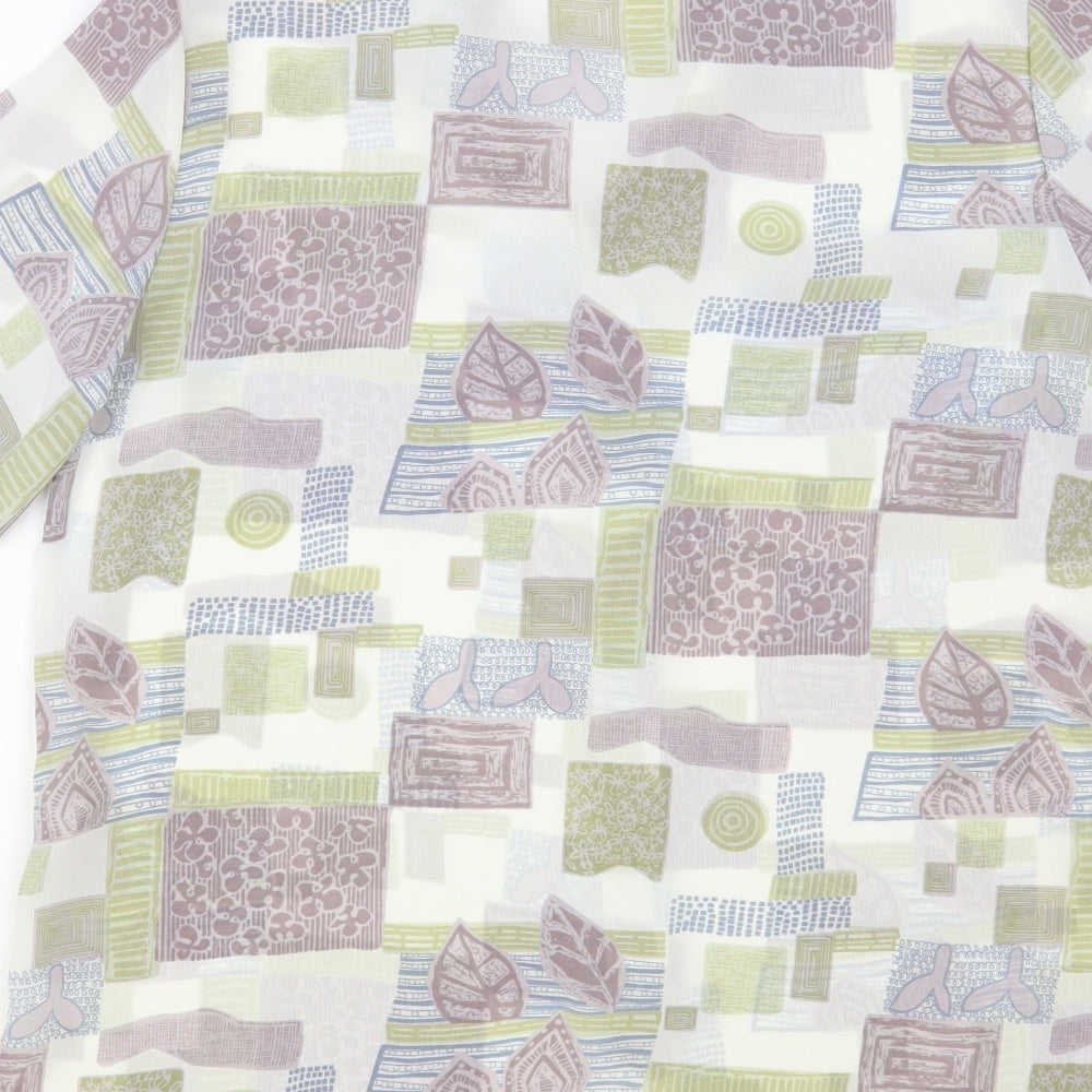 Gypsy Rose Womens White Geometric Polyester Basic Button-Up Size S Collared