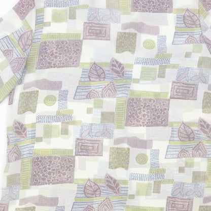 Gypsy Rose Womens White Geometric Polyester Basic Button-Up Size S Collared