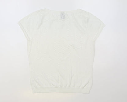 Gap Womens White Boat Neck Cotton Pullover Jumper Size L