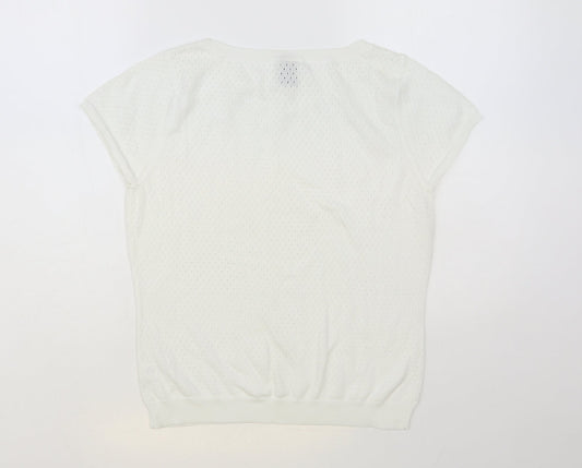 Gap Womens White Boat Neck Cotton Pullover Jumper Size L