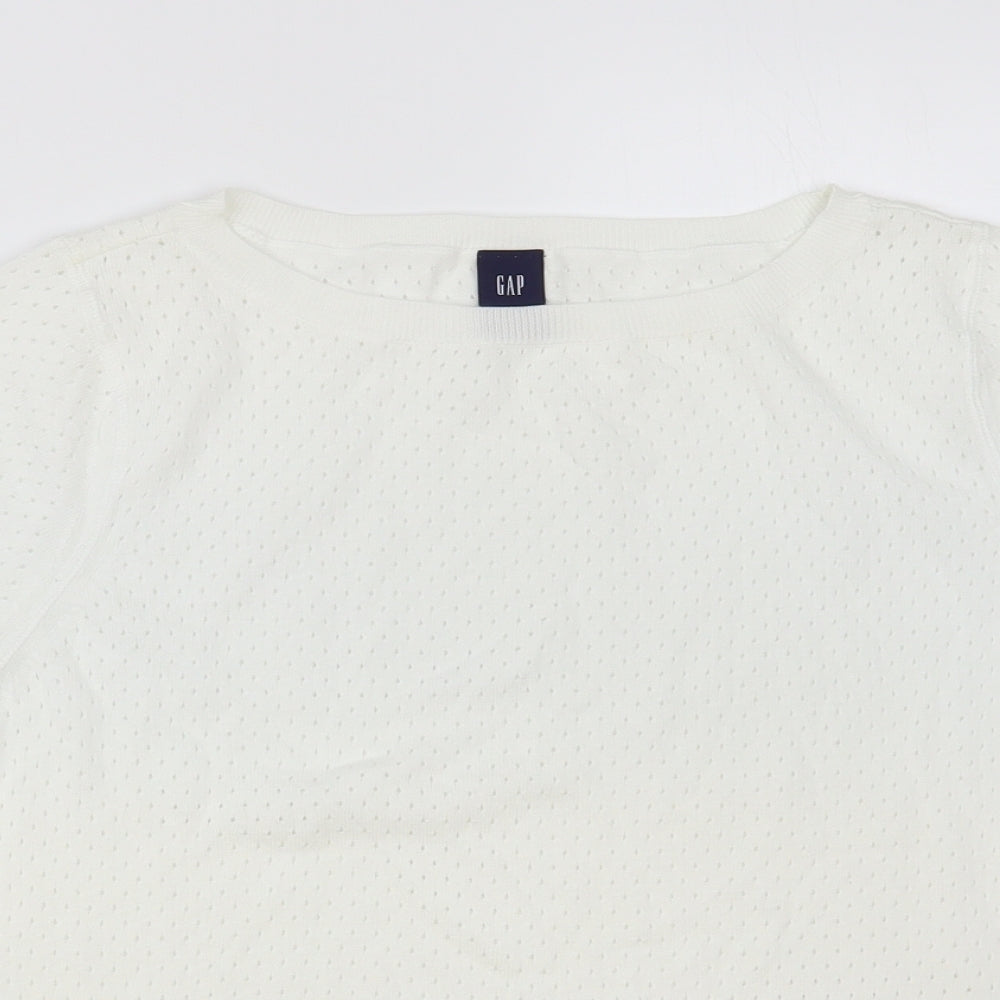 Gap Womens White Boat Neck Cotton Pullover Jumper Size L