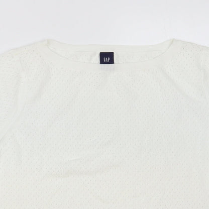 Gap Womens White Boat Neck Cotton Pullover Jumper Size L