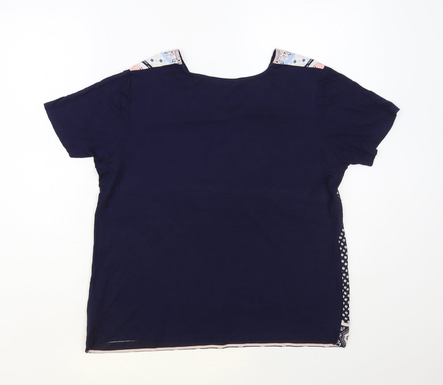 Julipa Womens Blue Geometric Polyester Basic Blouse Size 14 V-Neck