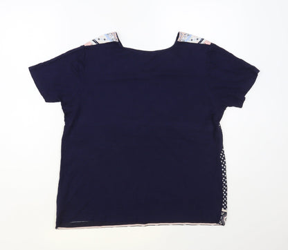 Julipa Womens Blue Geometric Polyester Basic Blouse Size 14 V-Neck