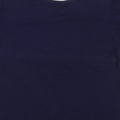 Julipa Womens Blue Geometric Polyester Basic Blouse Size 14 V-Neck