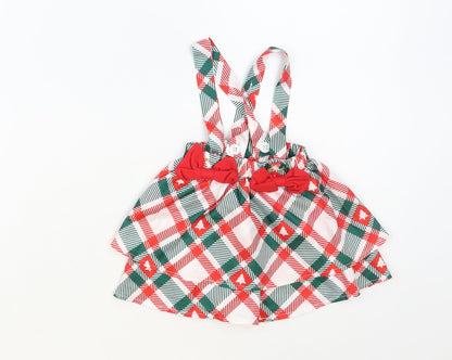 SheIn Baby Multicoloured Plaid Polyester Skater Skirt Size 3-6 Months Button - Braces, Christmas Tree