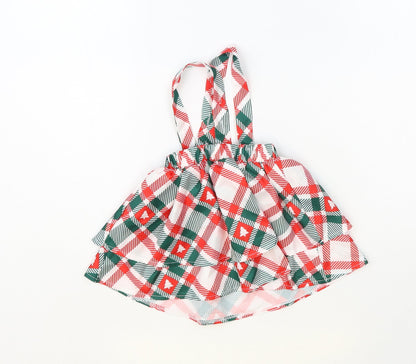 SheIn Baby Multicoloured Plaid Polyester Skater Skirt Size 3-6 Months Button - Braces, Christmas Tree
