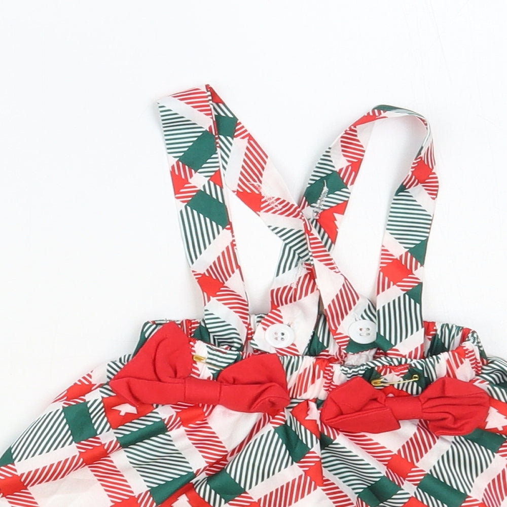 SheIn Baby Multicoloured Plaid Polyester Skater Skirt Size 3-6 Months Button - Braces, Christmas Tree
