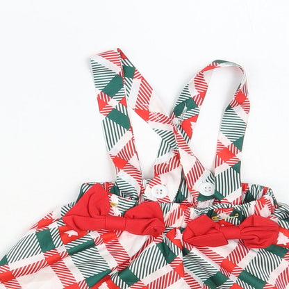SheIn Baby Multicoloured Plaid Polyester Skater Skirt Size 3-6 Months Button - Braces, Christmas Tree