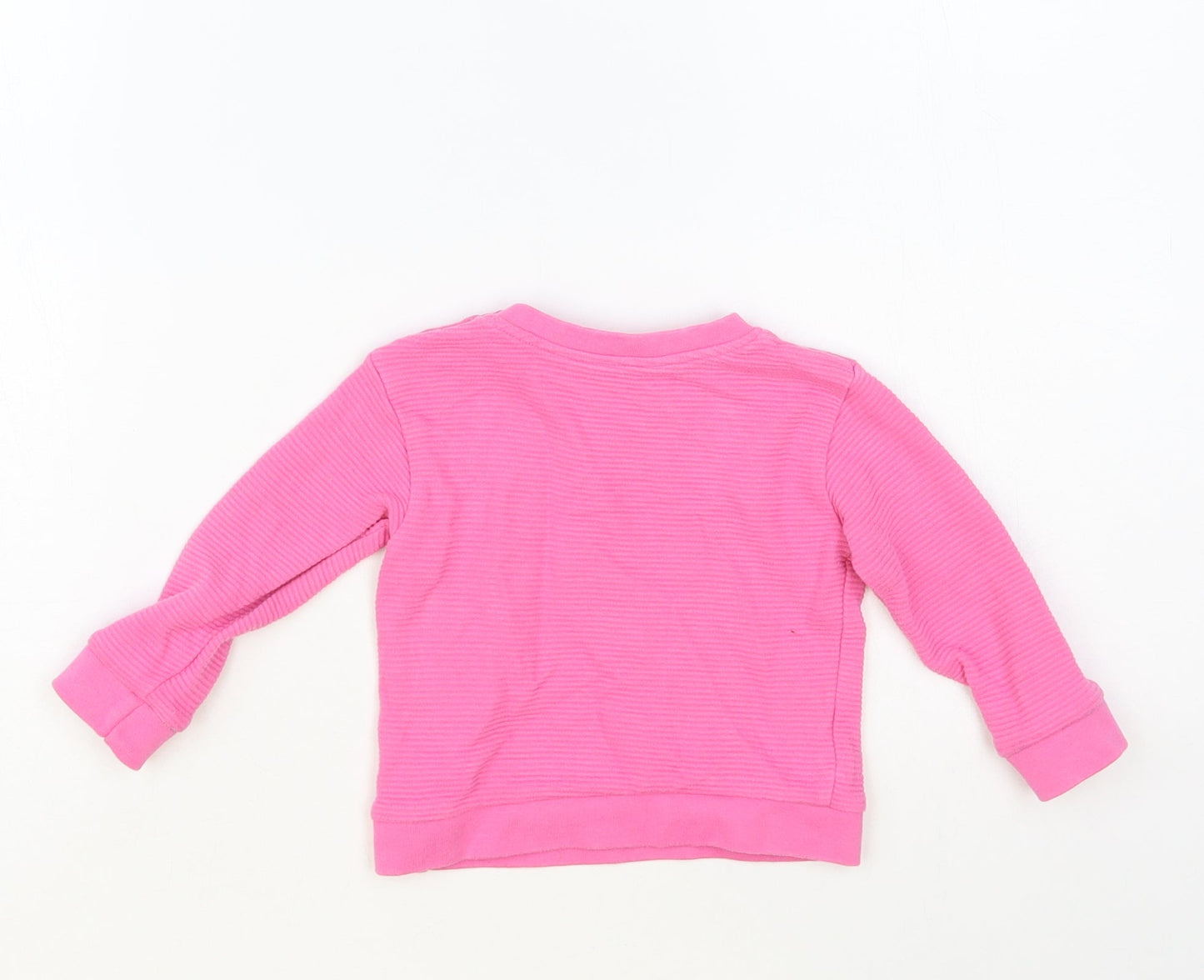 Dunnes Stores Baby Pink Cotton Pullover Jumper Size 3-6 Months Snap - Rainbow