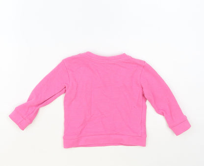 Dunnes Stores Baby Pink Cotton Pullover Jumper Size 3-6 Months Snap - Rainbow