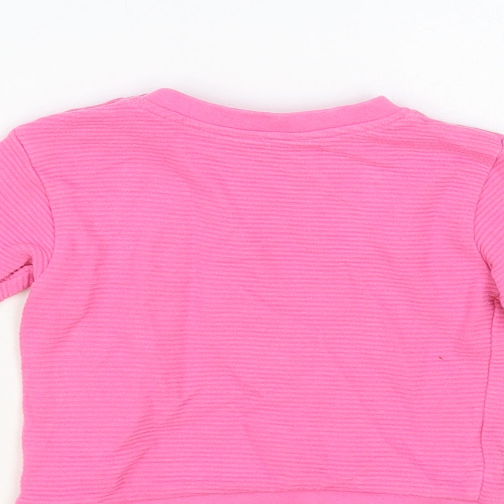 Dunnes Stores Baby Pink Cotton Pullover Jumper Size 3-6 Months Snap - Rainbow