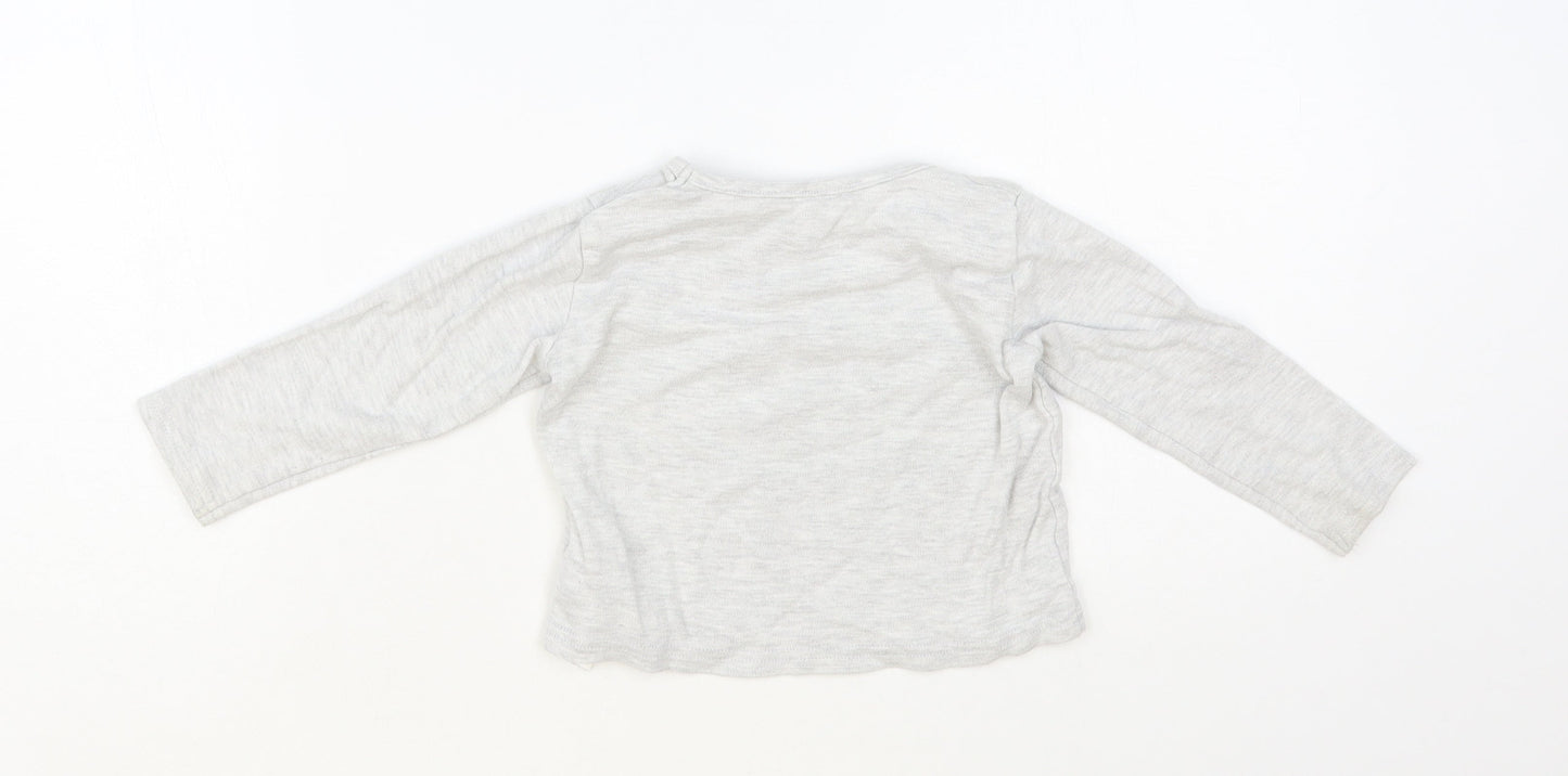 Primark Baby Grey Cotton Basic T-Shirt Size 12-18 Months Crew Neck Pullover - Cinderella