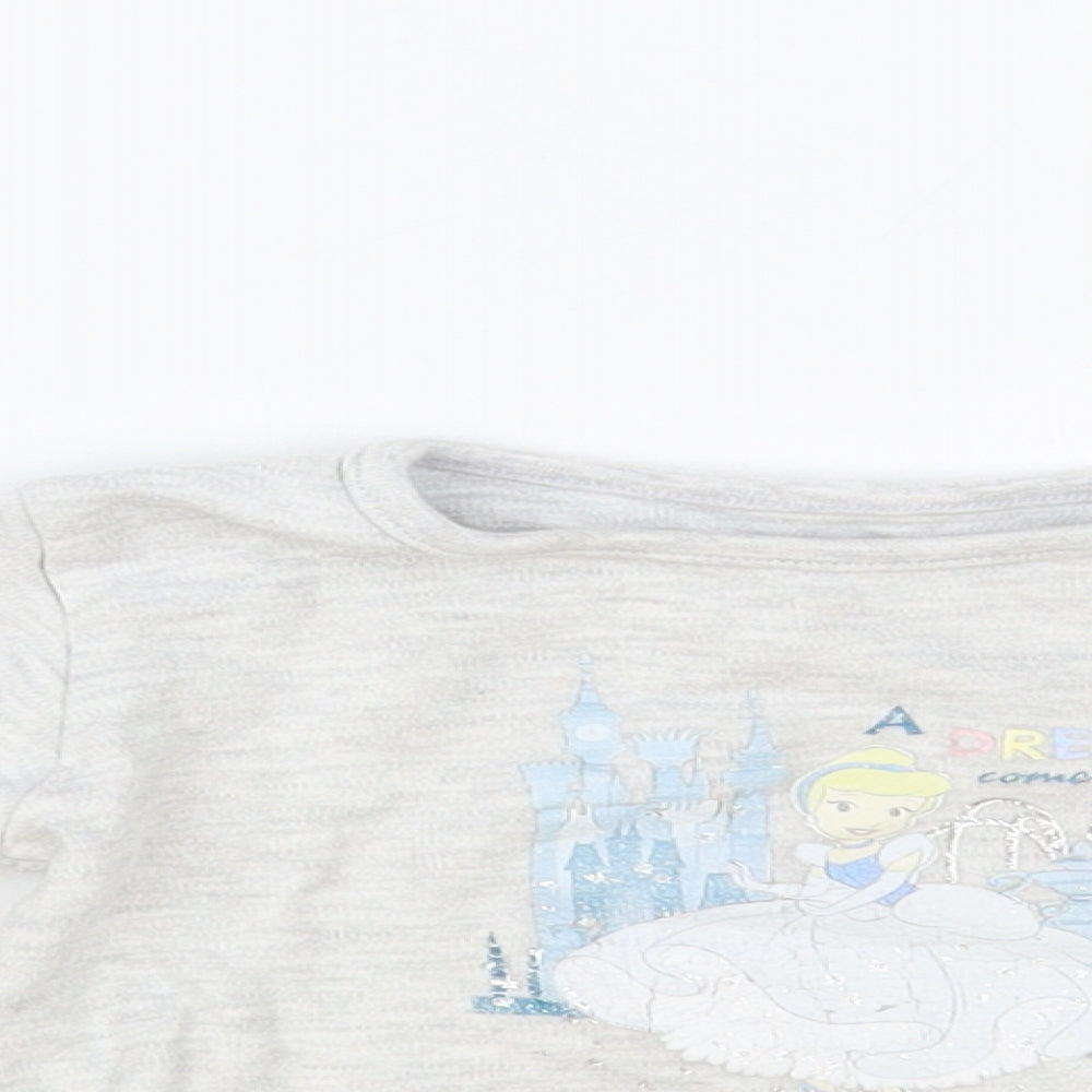 Primark Baby Grey Cotton Basic T-Shirt Size 12-18 Months Crew Neck Pullover - Cinderella